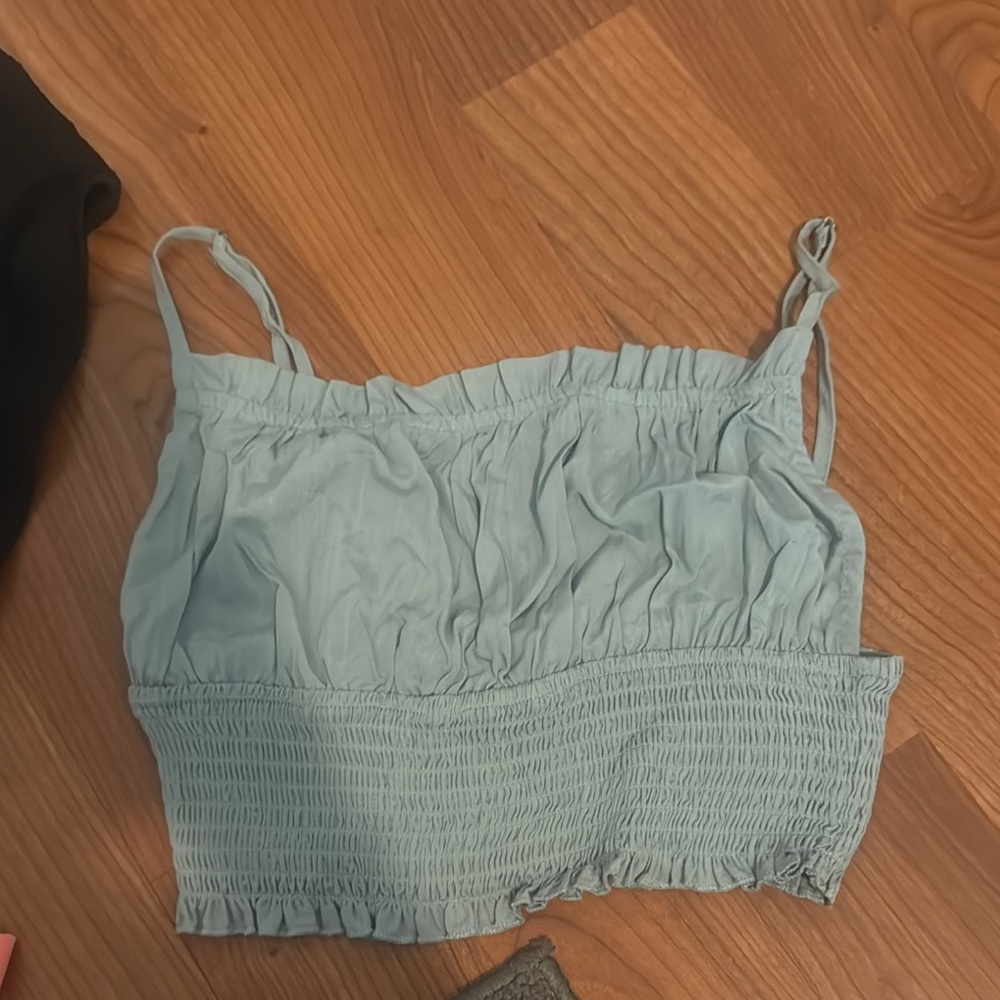 Light Blue Smocked Women's Top